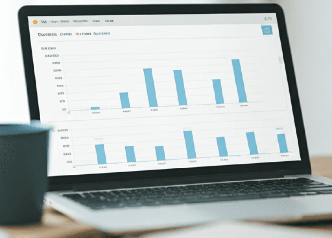Laptop displaying analytics graphs representing SaaS platform growth